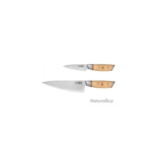 Coffret 2 couteaux Fukito PAKKA SAN MAI chef 21 cm - rf. B37S.CS et office 9 cm - rf. B37S.SG