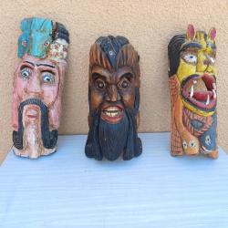 3 Masques Tribaux Etnique Bois 19 éme