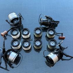4 Moulinets carpe MUSE JYG 8000 + 8 bobines supplémentaires