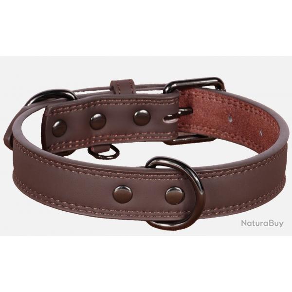 Collier pour Chien en Cuir Vritable Souple, Durable Confortable 43-53 cm marron
