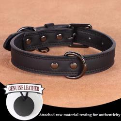 Collier pour Chien en Cuir Véritable Souple, Durable Confortable 43-53 cm Noir