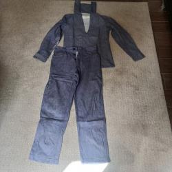 Authentique ensemble vareuse + pantalon en jean denim de travail de la Marine Nationale