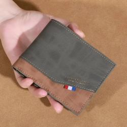 Portefeuille Gris Foncé Homme Robuste et Compact - Style Traditionnel, Nombreux Rangements - Vintage