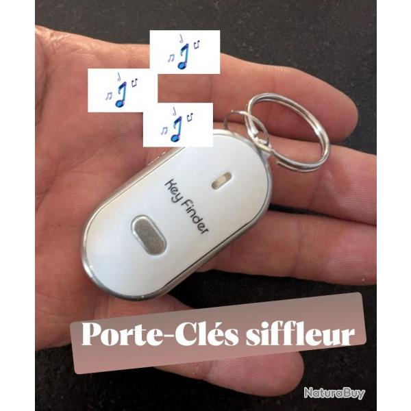 PORTE CLES SIFFLEUR ROUGE DOUBLE ACTION ANTI PERTE CLES ET LAMPE SERRURE