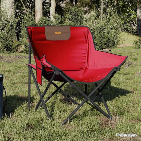 Chaise de camping avec poche pliable lot de 2 rouge
