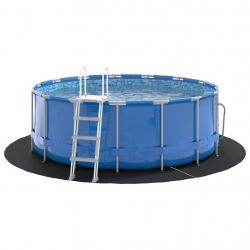 Tapis de sol de piscine noir Ø 244 cm, en tissu non tissé, rond.