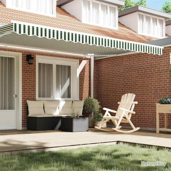 Voile de Store pour Cadre de 4,5 m Vert et Blanc 4,3x0,2 m