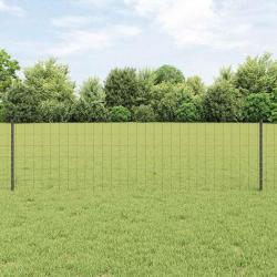 Clôture Euro avec 5 Poteaux U Gris 0.6x10 m Acier