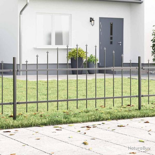 Clture de jardin gris avec arc, 8,5 x 0,75 m en acier.