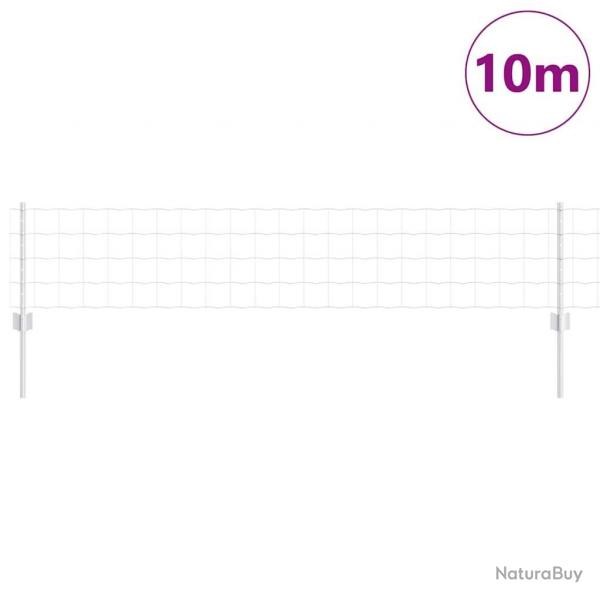 Clture Euro avec 5 poteaux en U Argent 0,4x10 m Acier