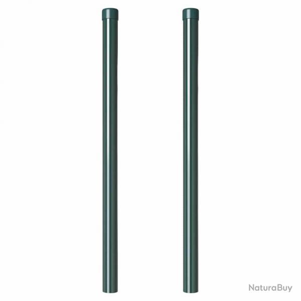 Poteaux de clture 2 pcs Vert 80 cm Acier peint par poudre
