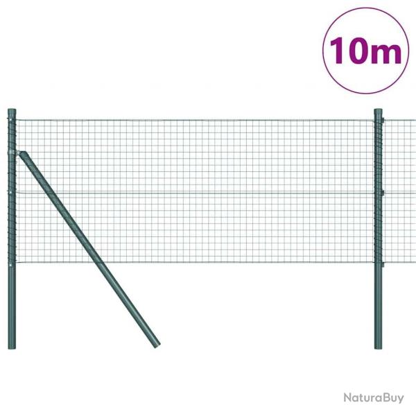 Clture en fil soud avec 7 poteaux Vert 0.4x10 m Acier