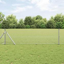 Clôture en fil soudé avec 7 poteaux 0,4x10 m en acier galva