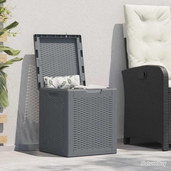 Bote de rangement de jardin gris PP rotin 90 L