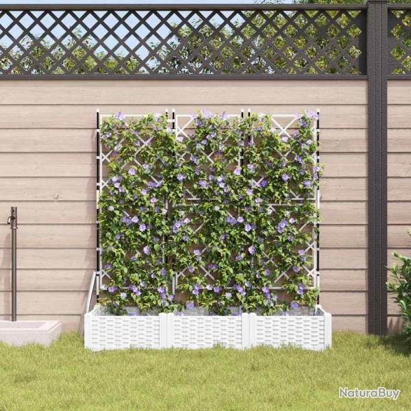Jardinire avec treillis 3 pcs Blanc 120x40x125.5 cm