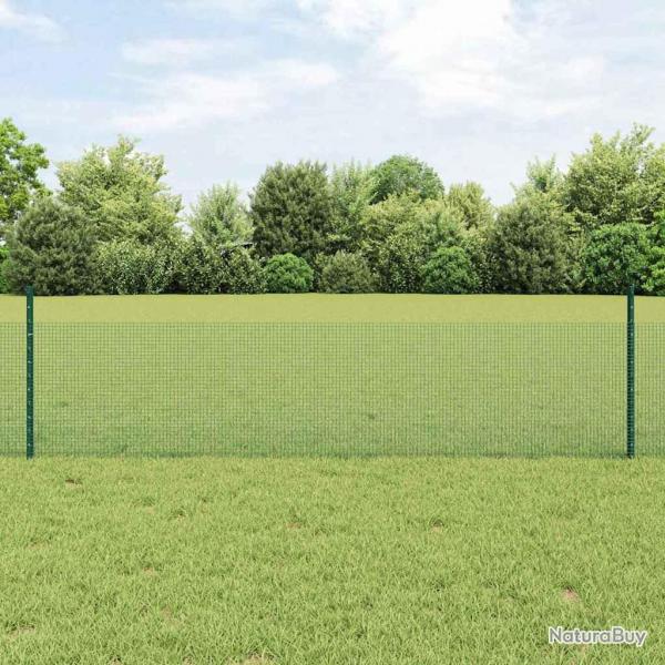Clture en fil soud avec 22 poteaux en U Vert 0.5x50 m Acier