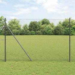 Jeu de Poteaux de Clôture Gris 1.6 x 10 m Acier galvanisé