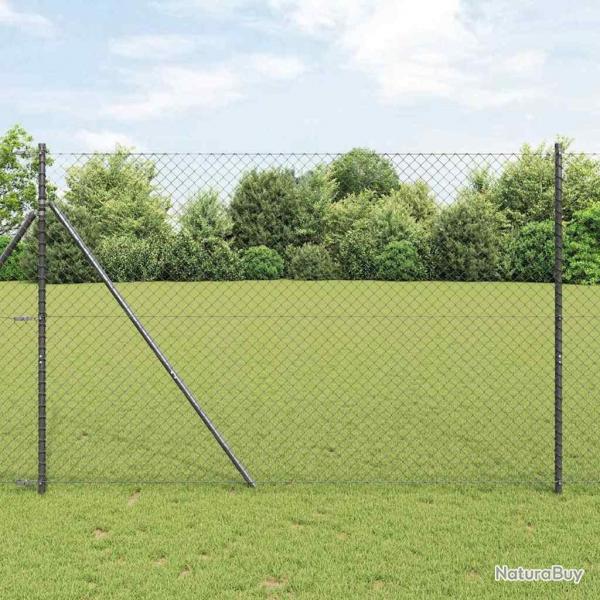Jeu de Poteaux de Clture Gris 1.6 x 10 m Acier galvanis