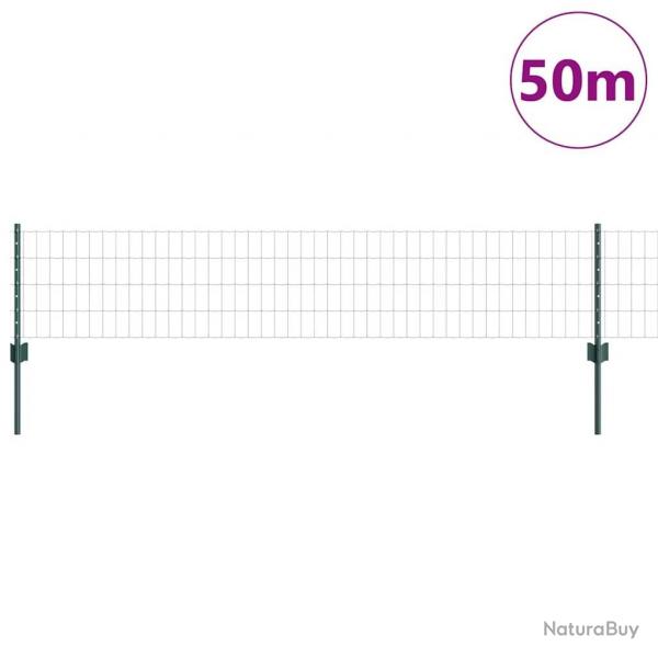 Clture Euro avec 22 poteaux verts 0,4x50 m en acier