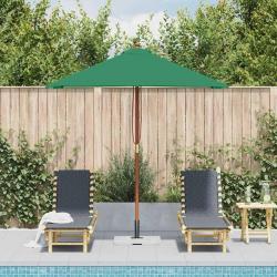 Parasol d'extérieur avec mât en bois 150x200 cm vert