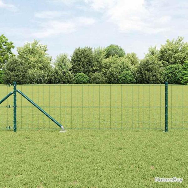 Clture Euro avec 13 poteaux en pointe 0,8 x 25 m en acier galvanis vert