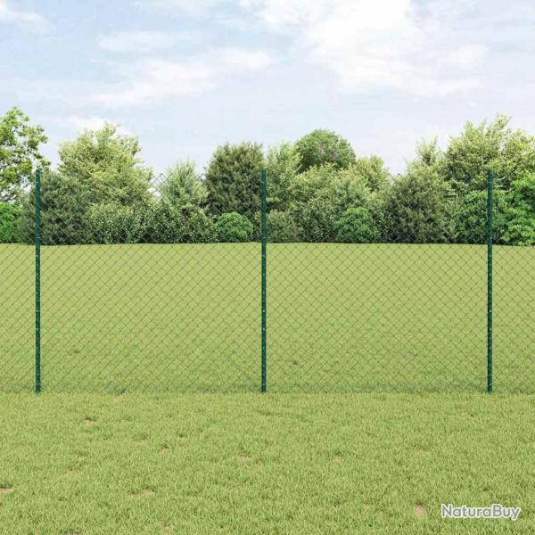 Clture en treillis avec 10 poteaux en U verts, 1,2 x 10 m en acier