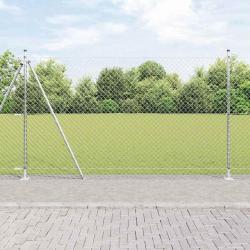Jeu de Poteaux de Clôture Argent 10 x 1.4 m Acier galvanisé