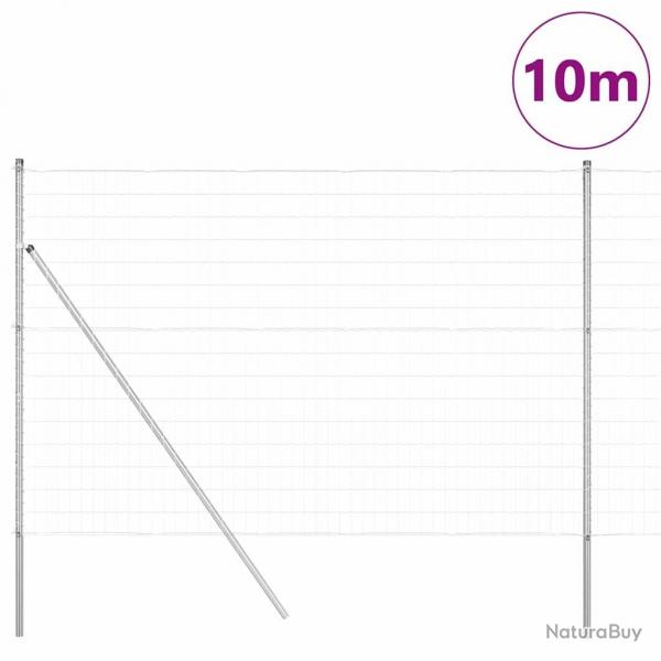 Clture Euro avec 7 poteaux, 1,5 x 10 m en acier galvanis