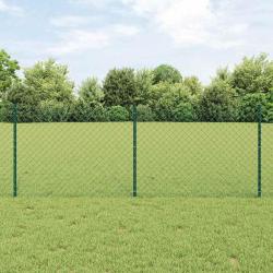 Clôture en Chaîne avec 22 Poteaux U Verte 0.8x25 m Acier