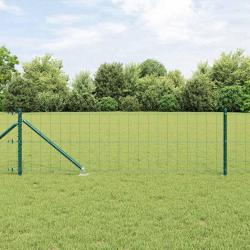 Clôture Euro avec 13 poteaux à piquet 0,8 x 25 m en acier galvanisé vert