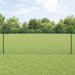 Clôture en fil soudé avec 22 poteaux en U verts 0.8x50 m en acier