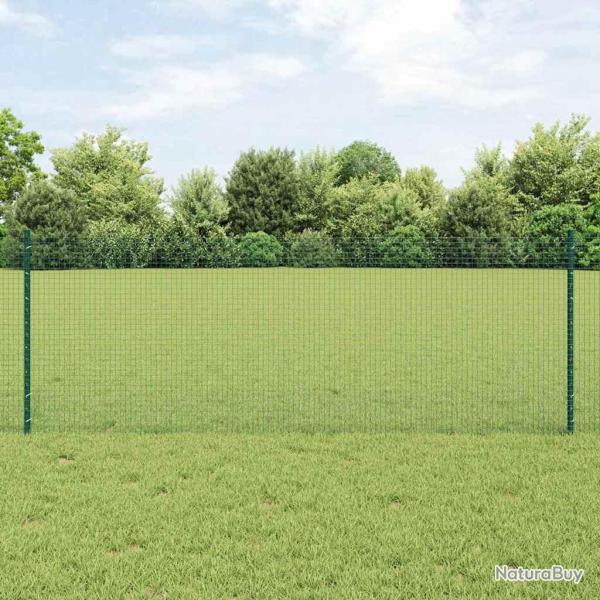 Clture en fil soud avec 22 poteaux en U verts 0.8x50 m en acier