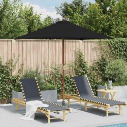 Parasol de jardin avec mât en bois noir 150x200 cm