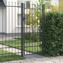 Porte de Clôture Gris 100 x 200 cm Acier revêtu de poudre