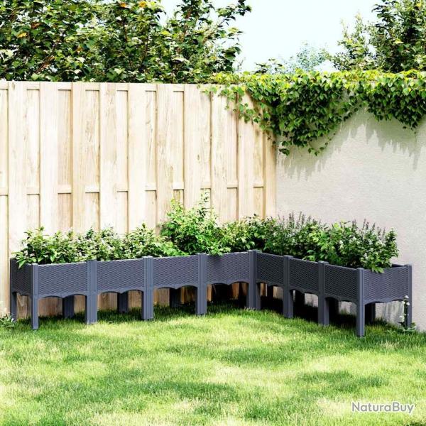 Jardinire avec pieds bleu gris 200x160x42 cm PP