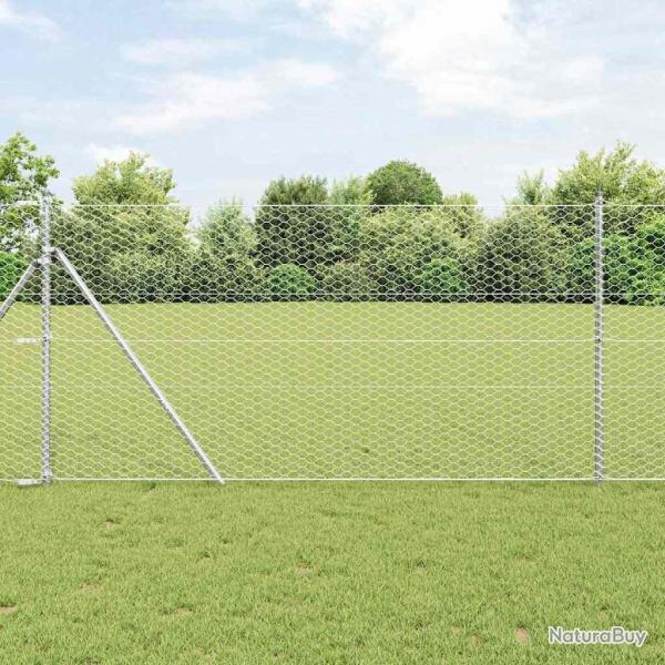 Clture Hexagonale Grise Argent 1.4 x 10 m Acier galvanis