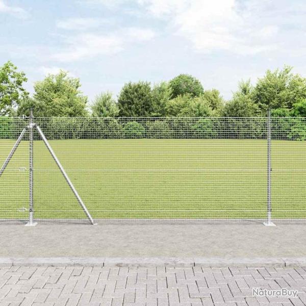 Clture en Fil Soud avec 13 Poteaux  Douille 0.8x25 m Acier Galvanis