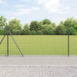 Clôture Euro avec 13 poteaux à bride, 0,8 x 25 m en acier galvanisé