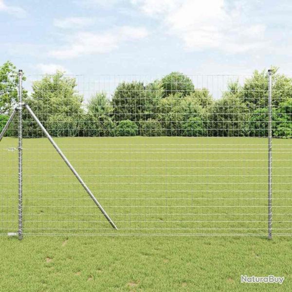 Clture Euro avec 7 poteaux 1,5x10 m en acier galva