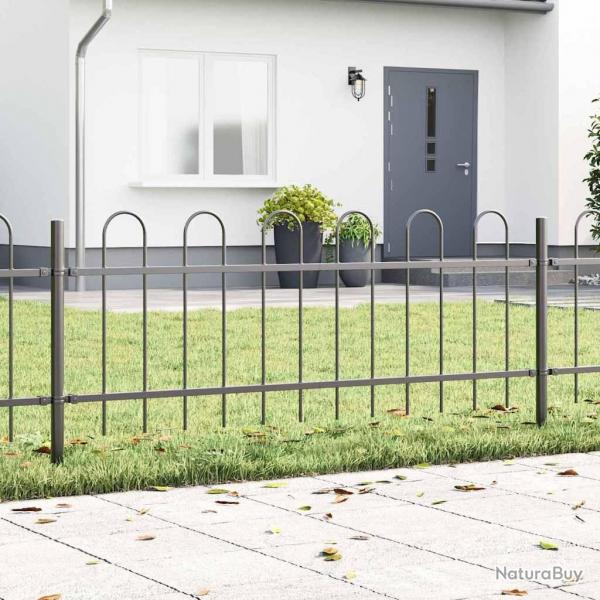 Clture de jardin grise avec sommet en arceau, 5,1 x 0,6 m en acier