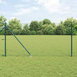 Jeu de Poteaux de Clôture Vert 1.2 x 10 m Acier galvanisé