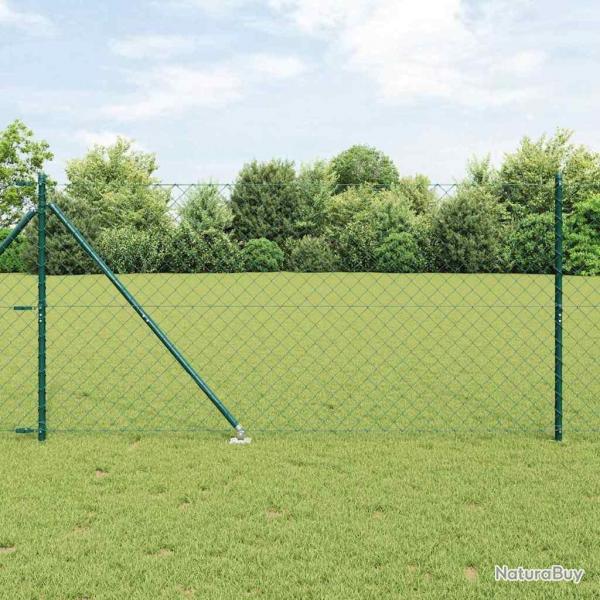 Jeu de Poteaux de Clture Vert 1.2 x 10 m Acier galvanis
