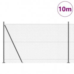 Jeu de Poteaux de Clôture Argent 10 x 1.5 m Acier galvanisé