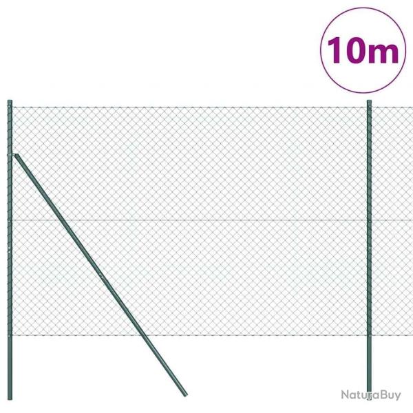 Jeu de Poteaux de Clture Vert 1.6 x 10 m Acier galvanis