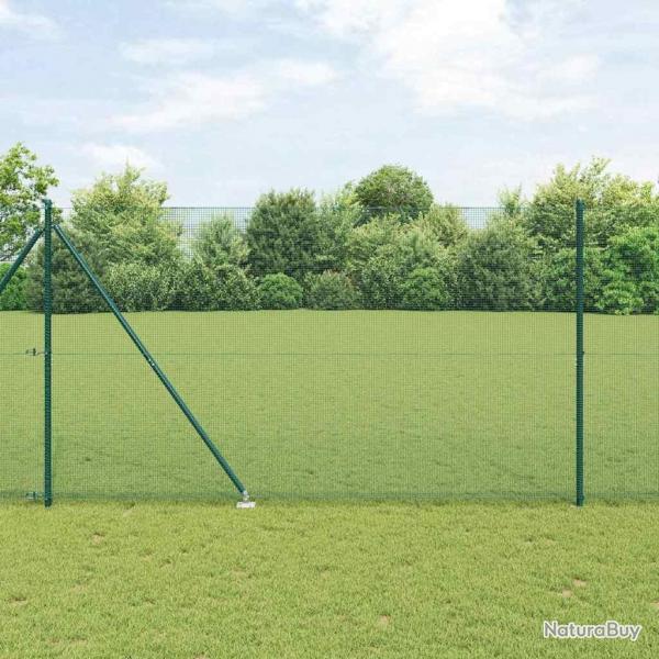 Clture en fil soud avec 7 poteaux en pointe Verte 1,5x10 m Acier