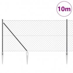 Jeu de Poteaux de Clôture Gris 1.2 x 10 m Acier galvanisé