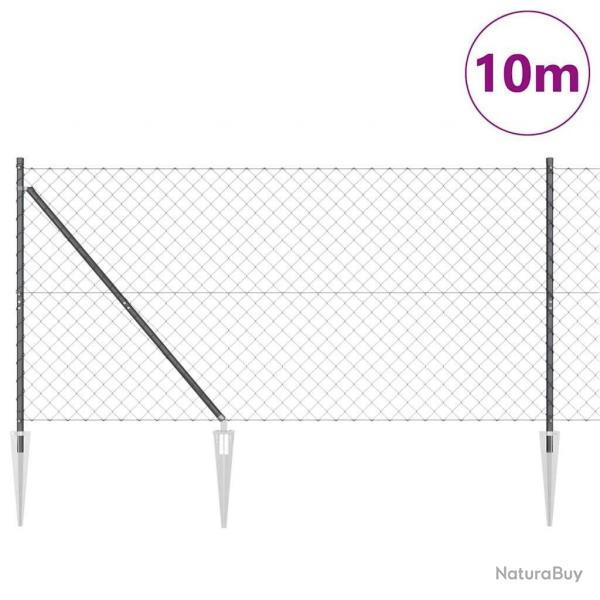 Jeu de Poteaux de Clture Gris 1.2 x 10 m Acier galvanis