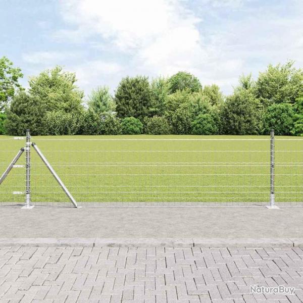 Clture Euro de avec 13 poteaux  bride, 0,4 x 25 m en acier galvanis