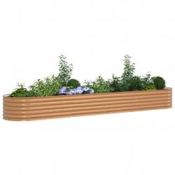 Lit de Jardin Surélevé Brun avec Aspect Bois 400x80x44 cm en Acier
