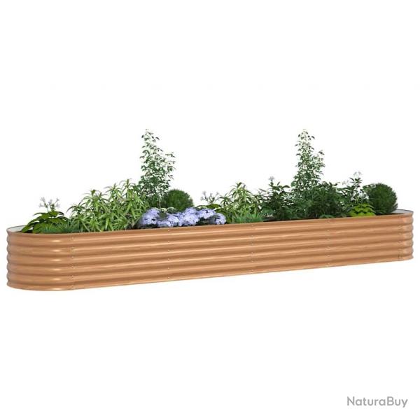 Lit de Jardin Surlev Brun avec Aspect Bois 400x80x44 cm en Acier